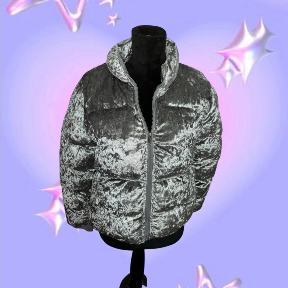 Stylish Gray Velvet Women's Jacket